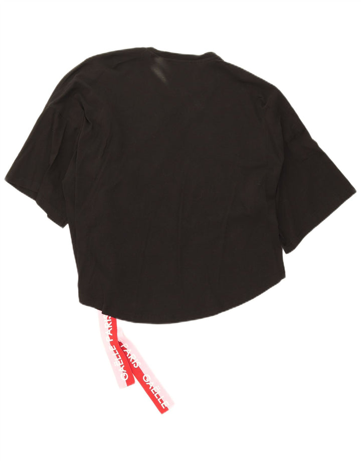Gaelle Damen-Blusenoberteil mit Grafik, übergroß, US 0 2XS, schwarze Baumwolle