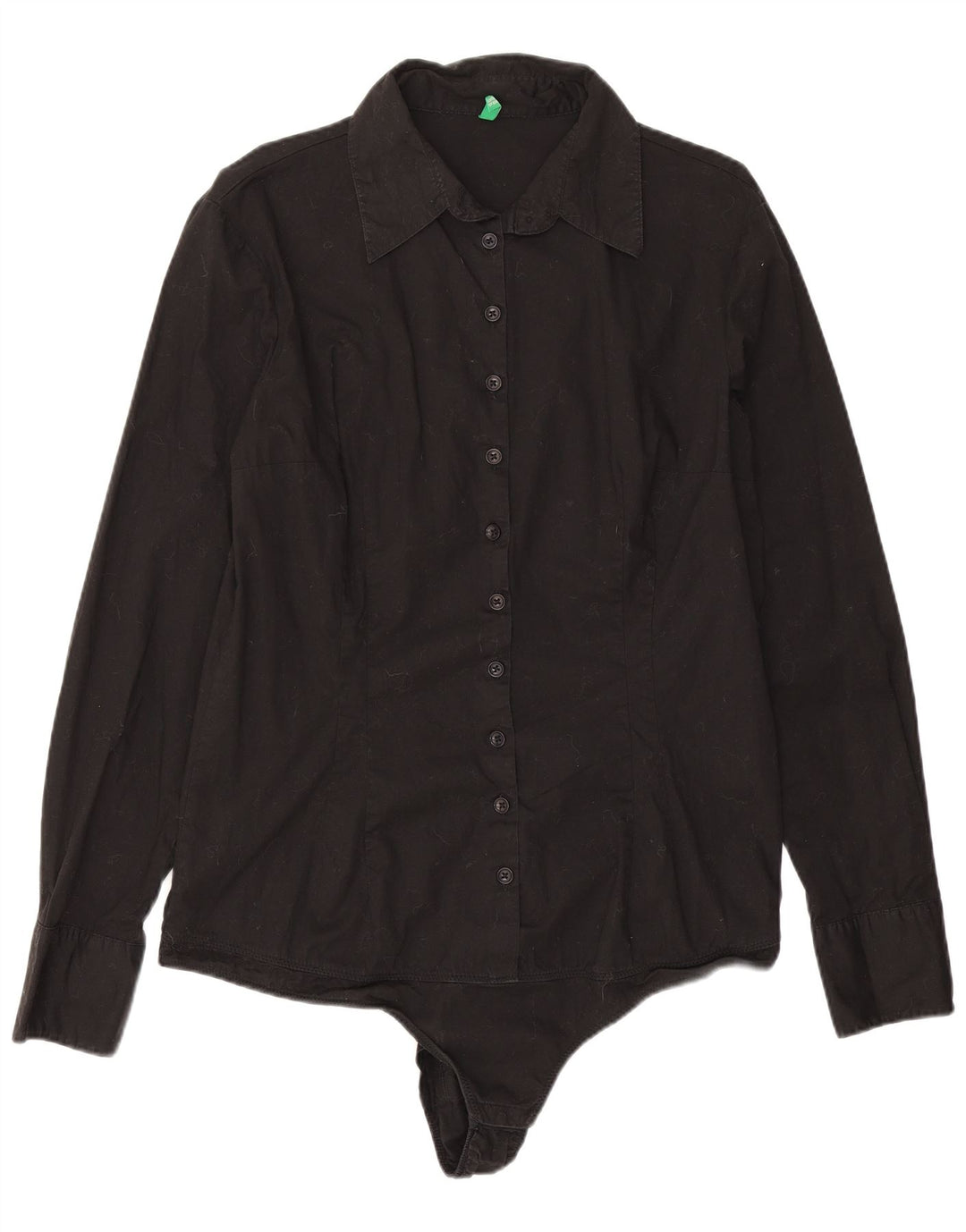 Benetton Damen-Hemd-Body, UK-Größe 44, Größe L, Schwarz, Baumwolle