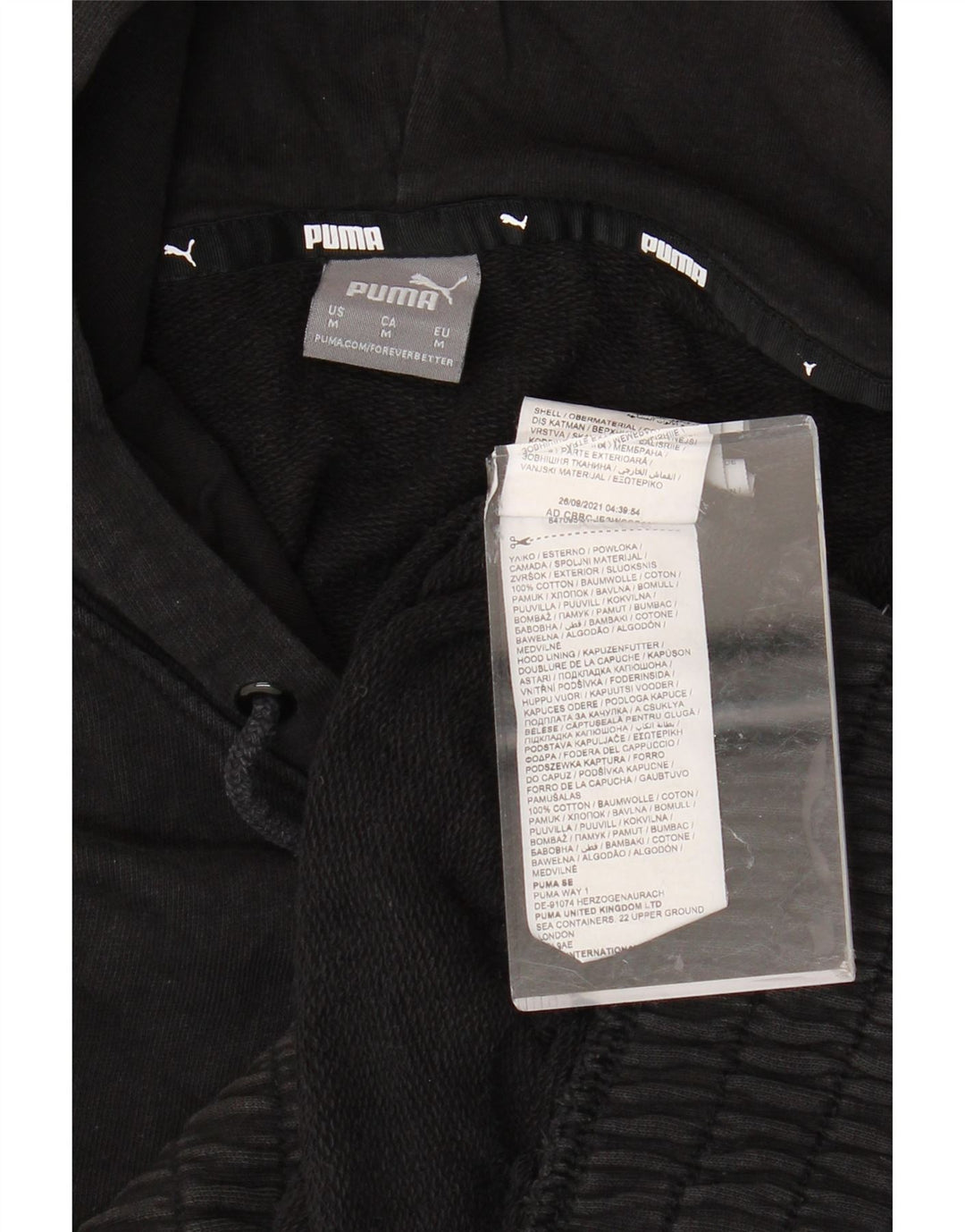 PUMA Damen Übergroßer Kapuzenpullover UK 14 Mittelschwarze Baumwolle