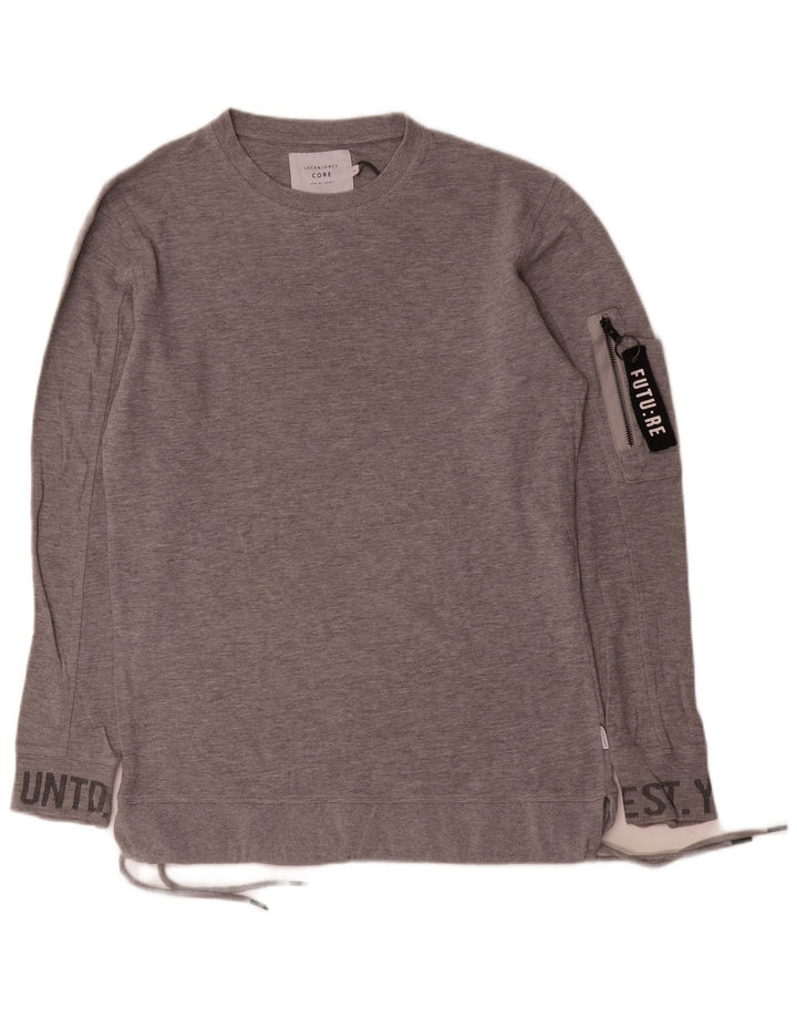 Jack & Jones Herren-Sweatshirt mit Grafik, Größe S, Grau, Baumwolle