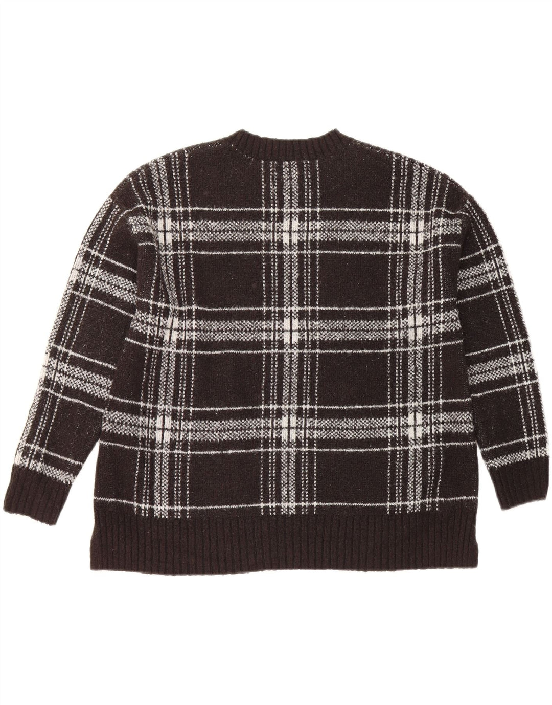Marks & Spencer Damen-Pullover mit Rundhalsausschnitt, Gr. 40, Größe L, Schwarz, kariert