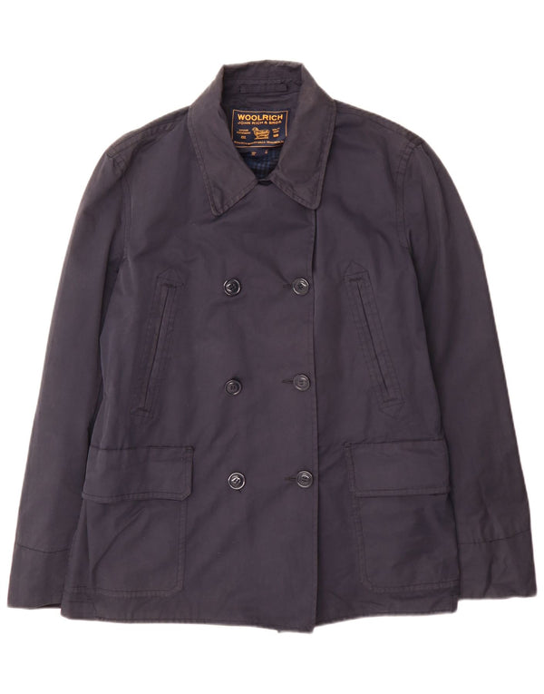 Woolrich Damen Trenchcoat UK 18 XL Marineblaue Baumwolle