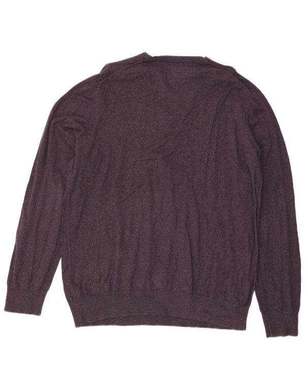 Eddie Bauer Herren V-Ausschnitt Pullover Pullover XL Lila Baumwolle