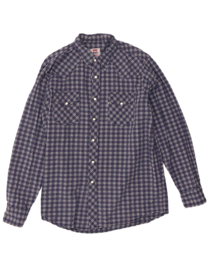 Levi's Herren-Hemd, groß, marineblau, kariert, Baumwolle