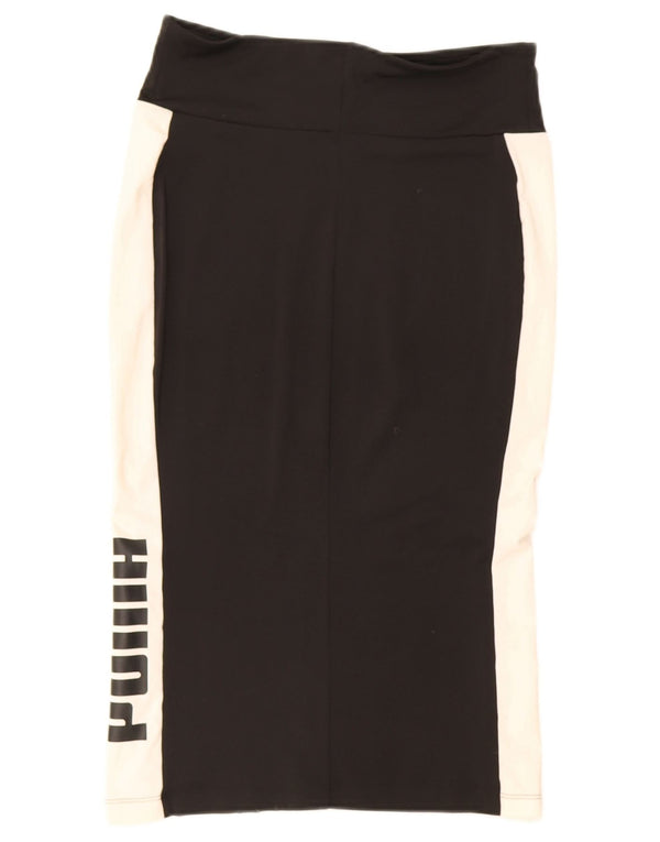 Puma Damen Grafik-Bleistiftrock UK 14 Large W30 Schwarzer Farbblock