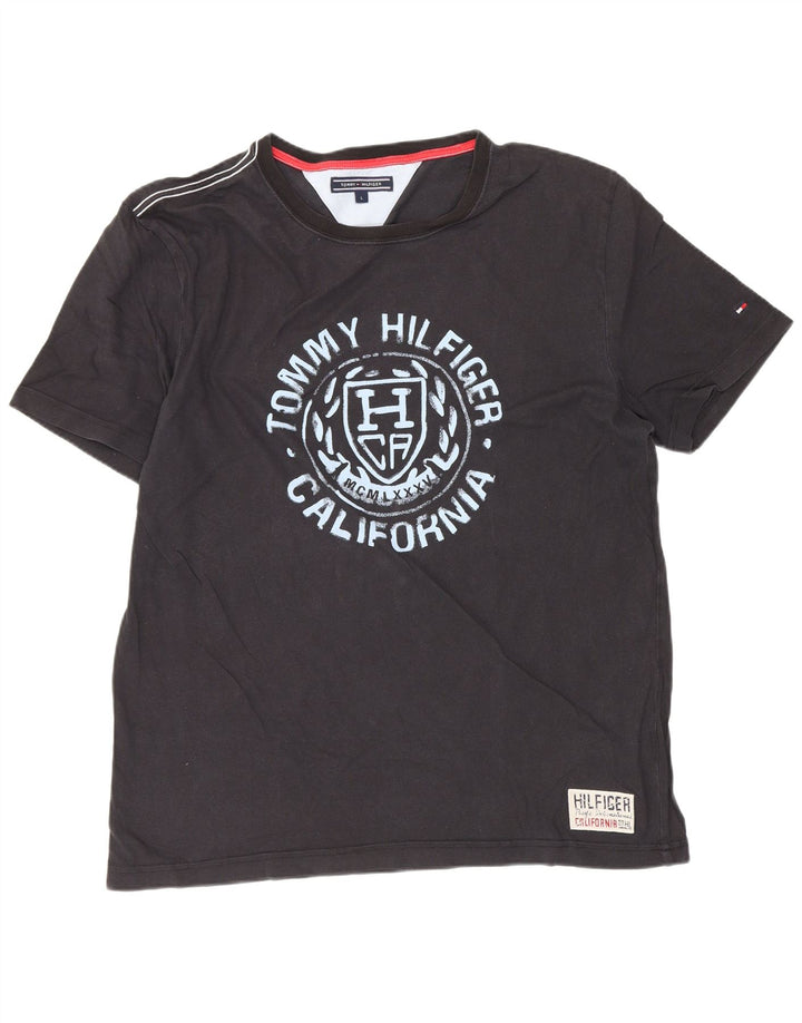 Tommy Hilfiger Herren-T-Shirt mit Grafik, Größe L, Schwarz