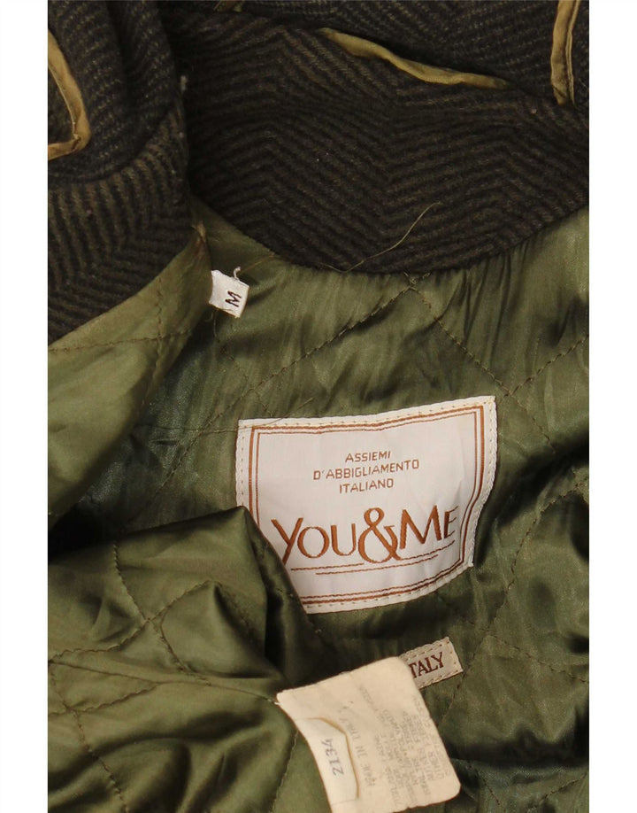 Vintage Herren Dufflecoat mit Kapuze UK 38 Medium Khaki Wolle