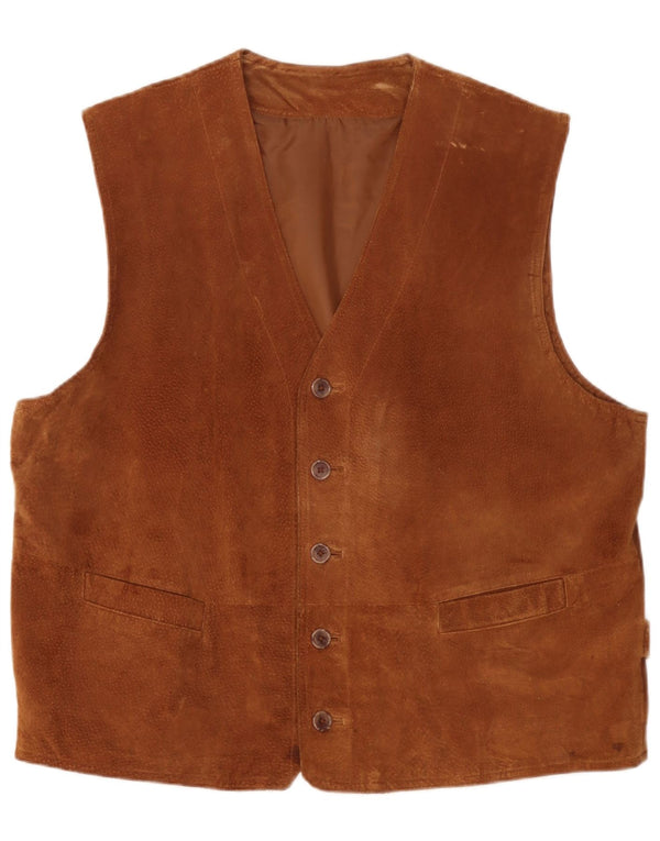 Front Line Herren Wildlederweste UK 48 2XL Braunes Leder