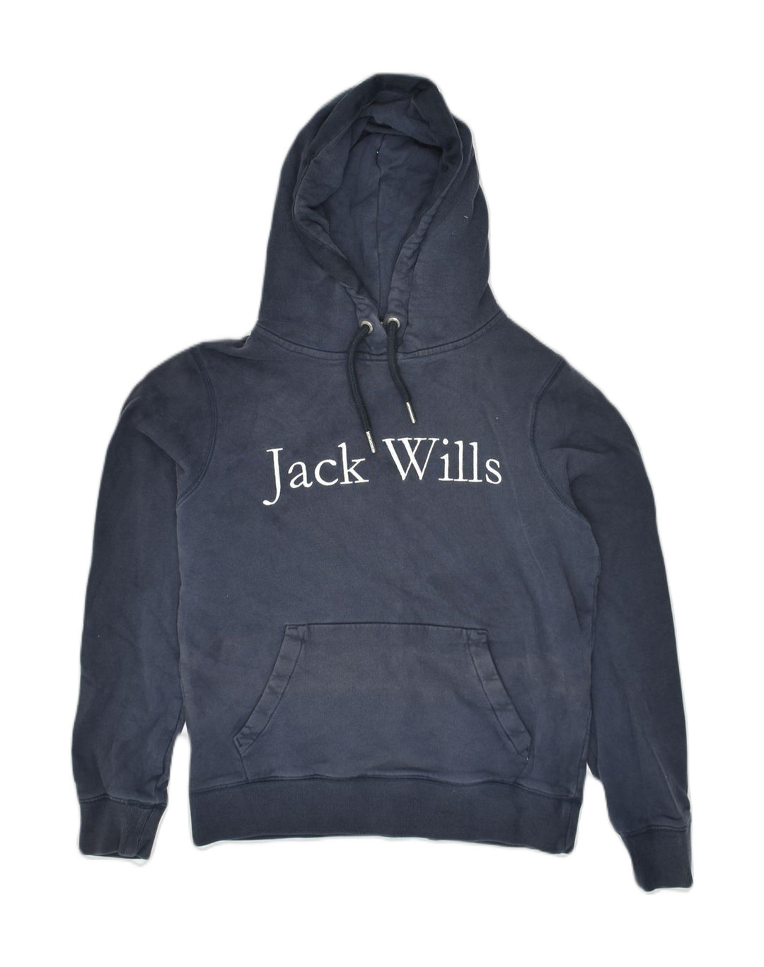 JACK WILLS Womens Graphic Hoodie Jumper UK 8 Small Navy Blue Cotton | Vintage Jack Wills | Thrift | Second-Hand Jack Wills | Used Clothing | Messina Hembry 