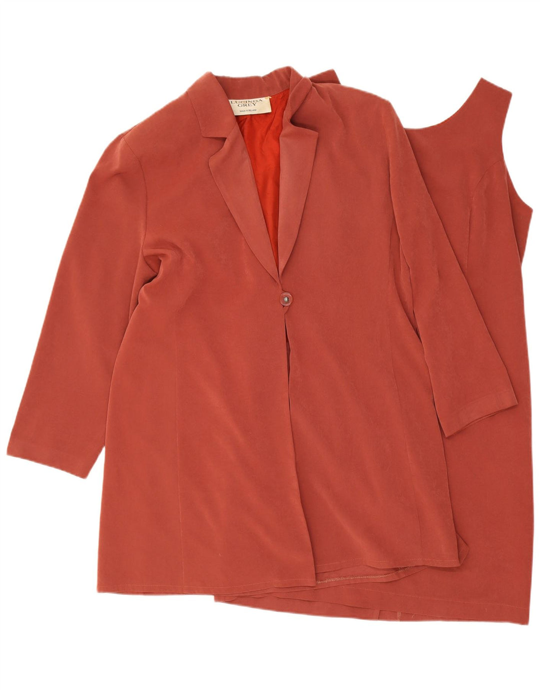 Vintage-Damen-Set mit 1 Knopf, 2-teilig, UK 16, Größe L, Burgunderrot, Polyester