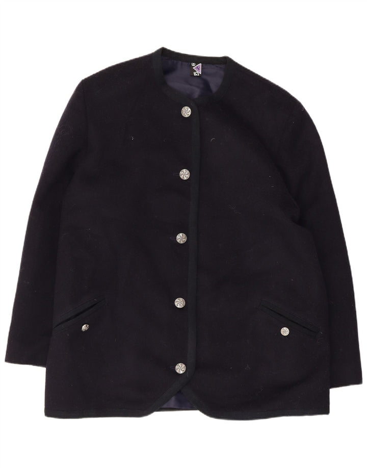 Vintage Damen 5-Knopf-Blazerjacke IT 50 XL Marineblaue Wolle
