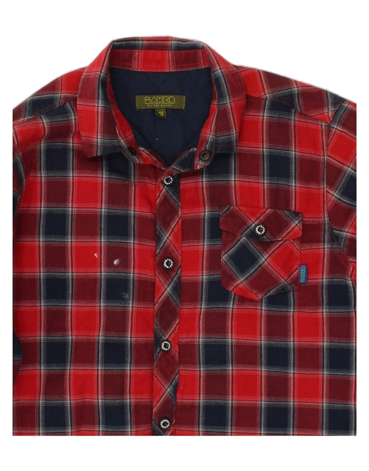 TED BAKER Boys Flannel Shirt 9-10 Years Red Check Cotton Vintage Ted Baker and Second-Hand Ted Baker from Messina Hembry 
