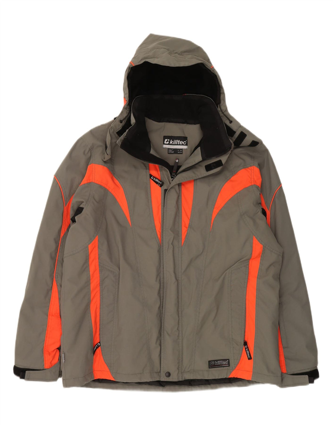 KILLTEC Herren-Windbreakerjacke mit Kapuze, UK 44 2XL, graues Colourblock-Nylon