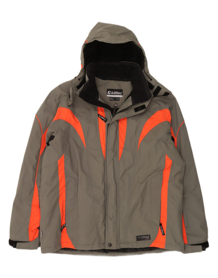 KILLTEC Herren-Windbreakerjacke mit Kapuze, UK 44 2XL, graues Colourblock-Nylon