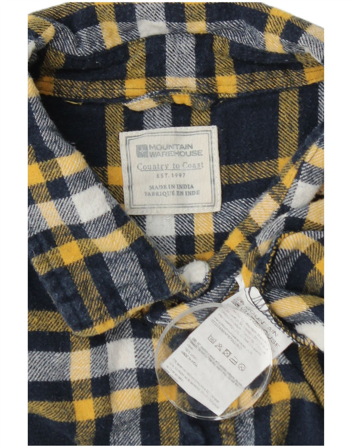 Mountain Warehouse Herren-Flanellhemd aus mittelblauer, karierter Baumwolle
