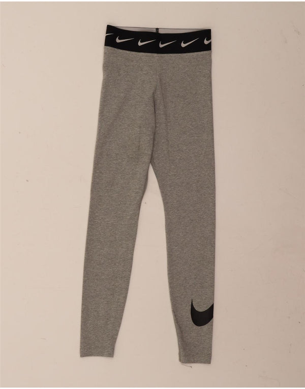 Nike Womens Graphic Leggings UK 4 XS Graue Baumwolle