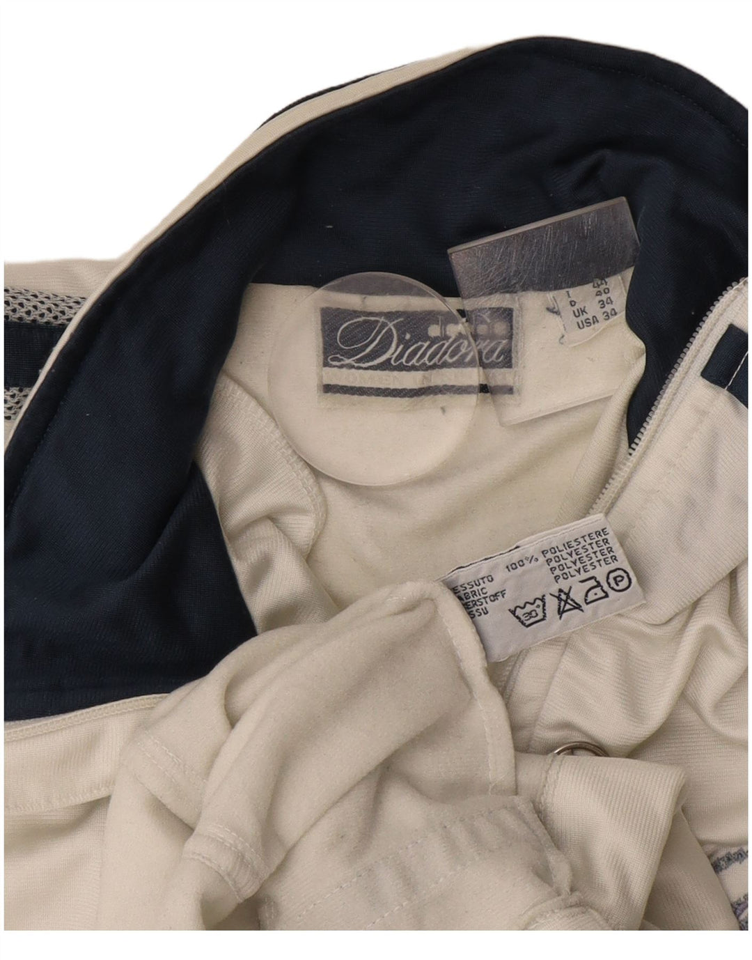 Diadora Herren-Trainingsanzug-Top-Jacke, UK-Größe 34, S, weiß, Colourblock-Polyester