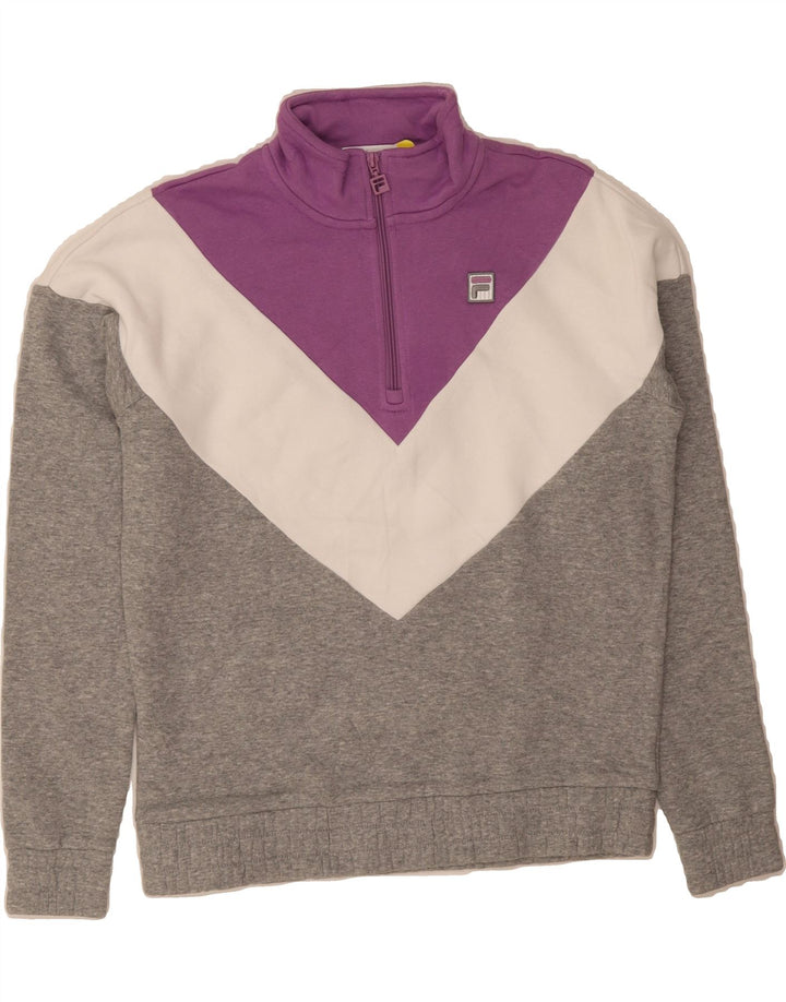 FILA Mens Zip Neck Sweatshirt Jumper Small Multicoloured Colourblock Vintage Fila and Second-Hand Fila from Messina Hembry 