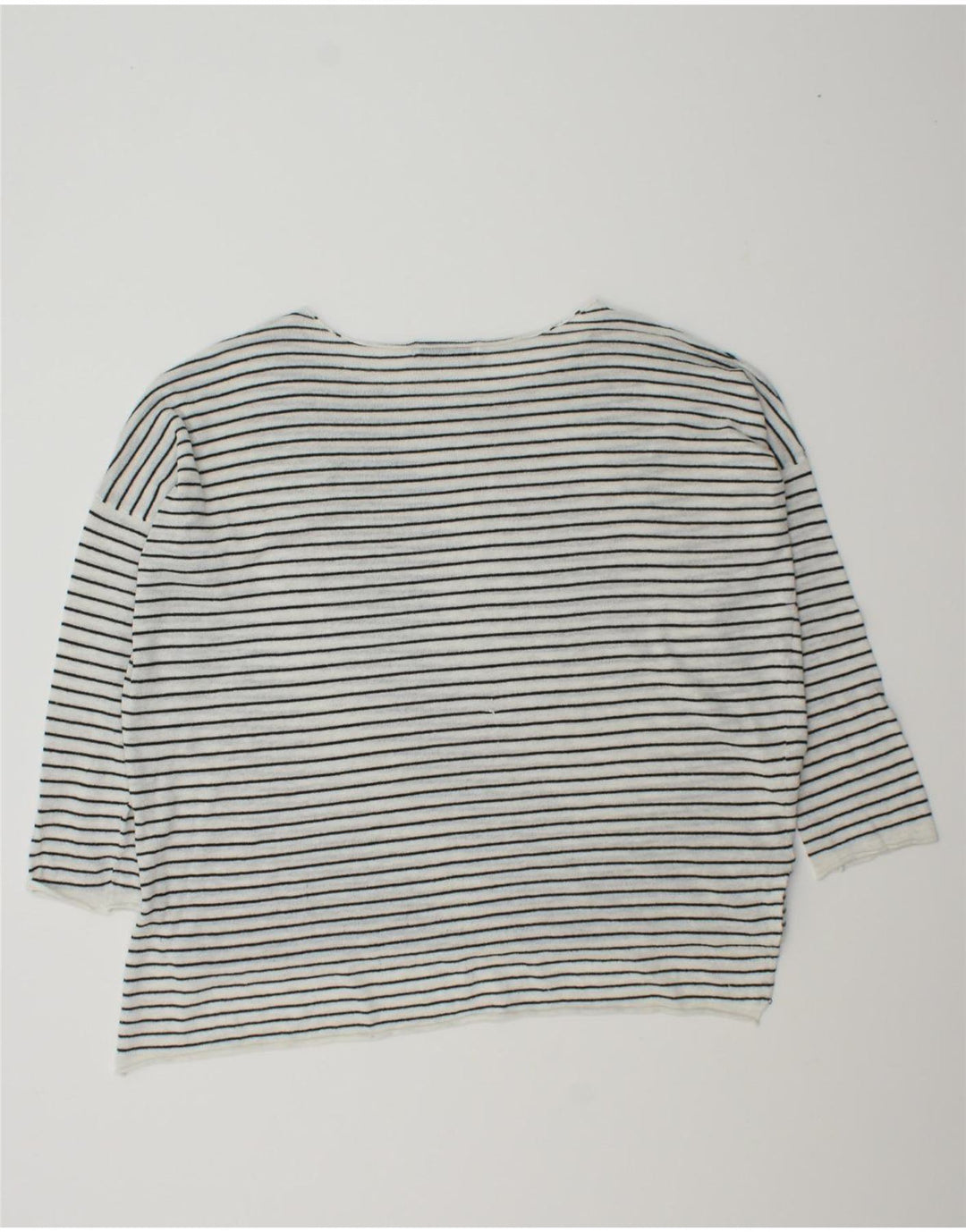 ZARA Womens Oversized Boat Neck Jumper Sweater UK 10 Small White Striped Vintage Zara and Second-Hand Zara from Messina Hembry 