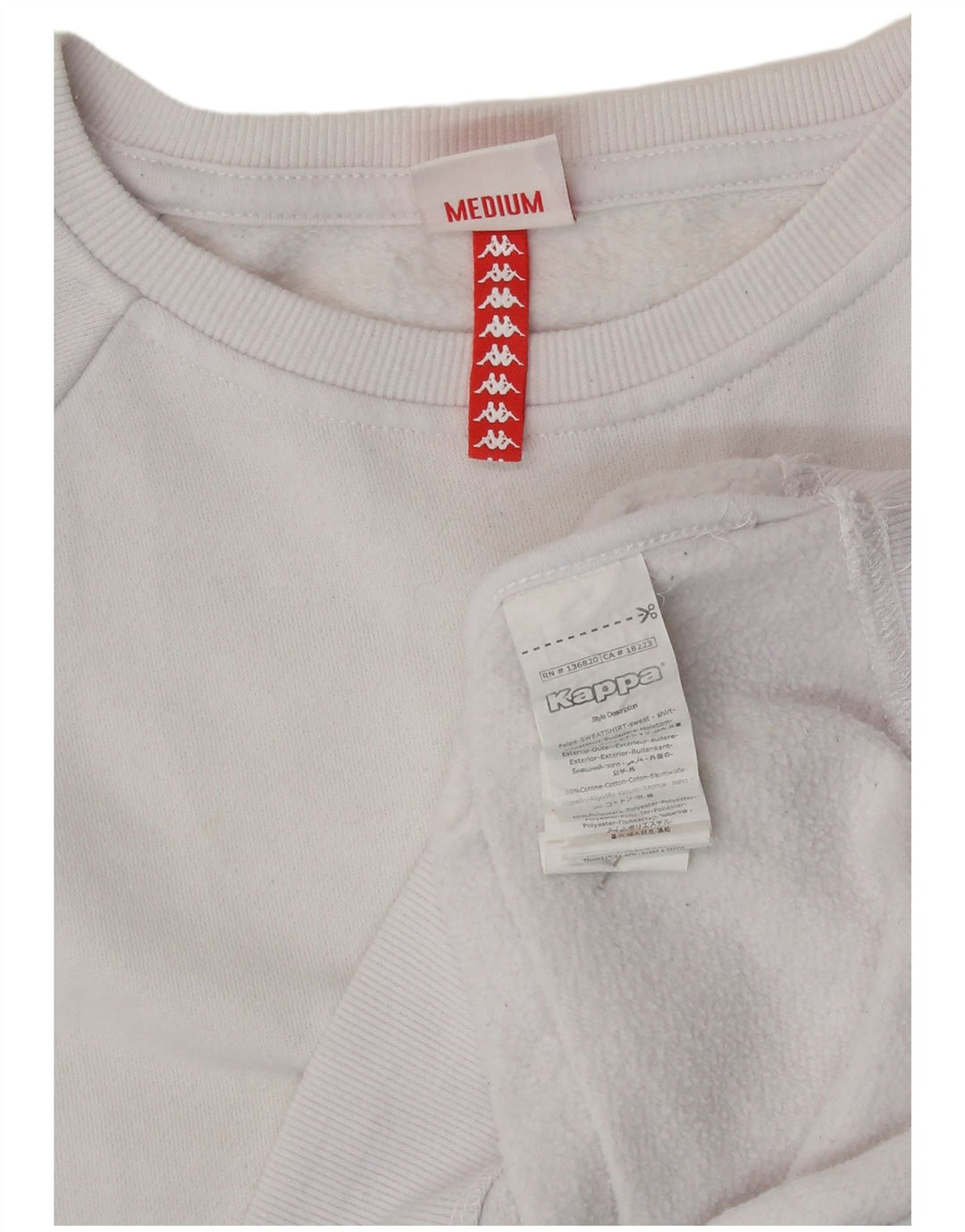 KAPPA Damen Grafik-Sweatshirtpullover UK 14 Mittelweiß Farbblock