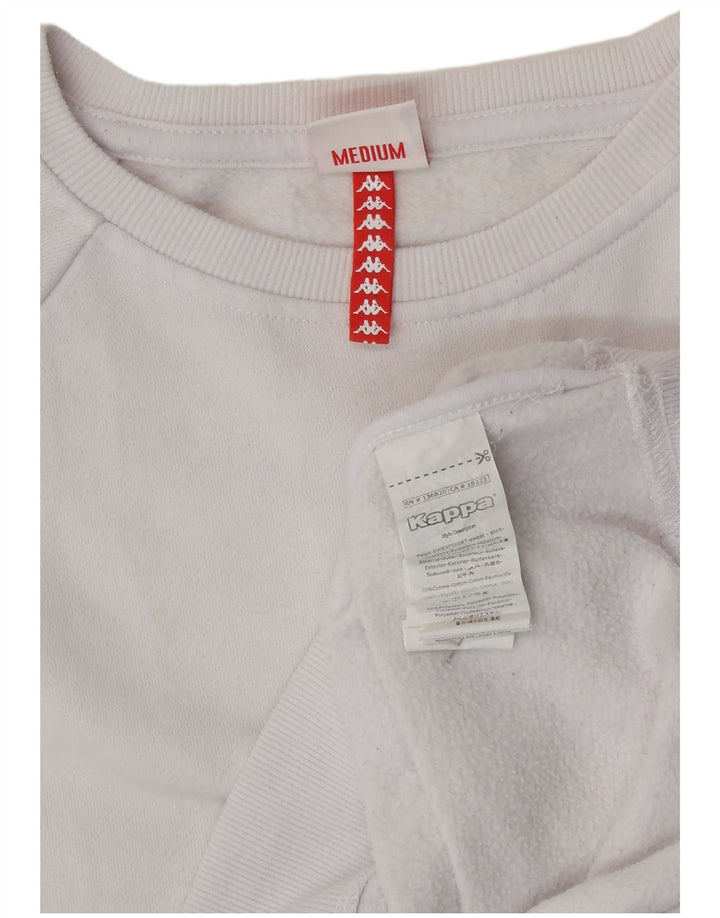 KAPPA Damen Grafik-Sweatshirtpullover UK 14 Mittelweiß Farbblock
