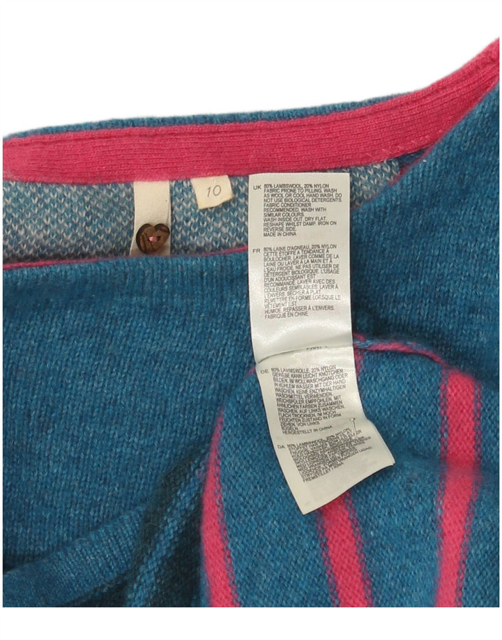 White Stuff Damen-Pullover, Gr. 10, kleine blau gestreifte Lammwolle
