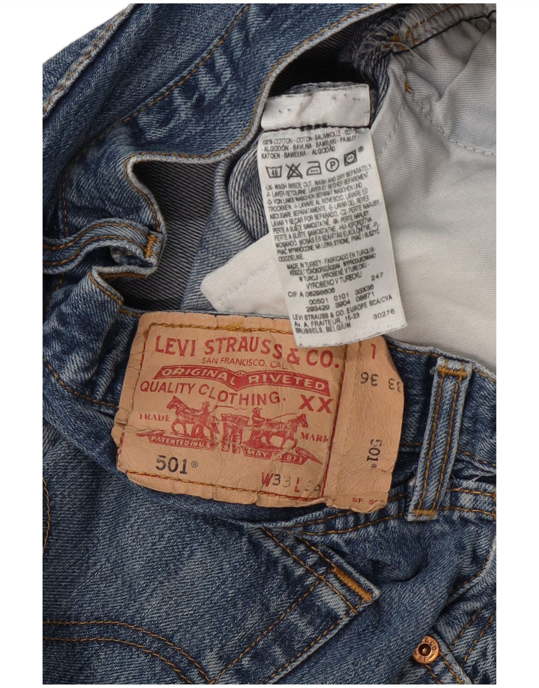 Levi's Herren 501 Straight Jeans W33 L36 Blaue Baumwolle