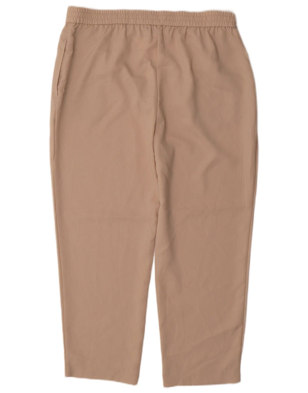 Zara Damen-Hose mit hoher Taille, gerade, kurz geschnitten, XL, W38, L26, Beige, Polyester