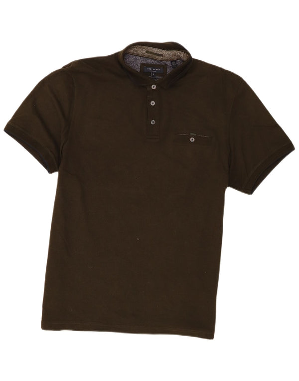 Ted Baker Herren Kurzarm-Poloshirt, Größe 5 XL, grüne Baumwolle