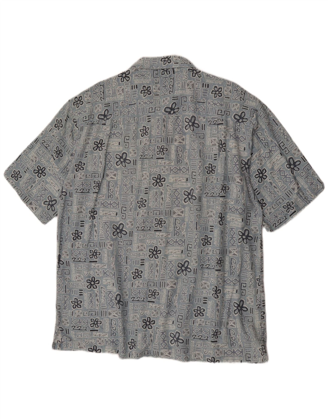 Columbia Herren-Kurzarmhemd, groß, blau, geblümt, Baumwolle