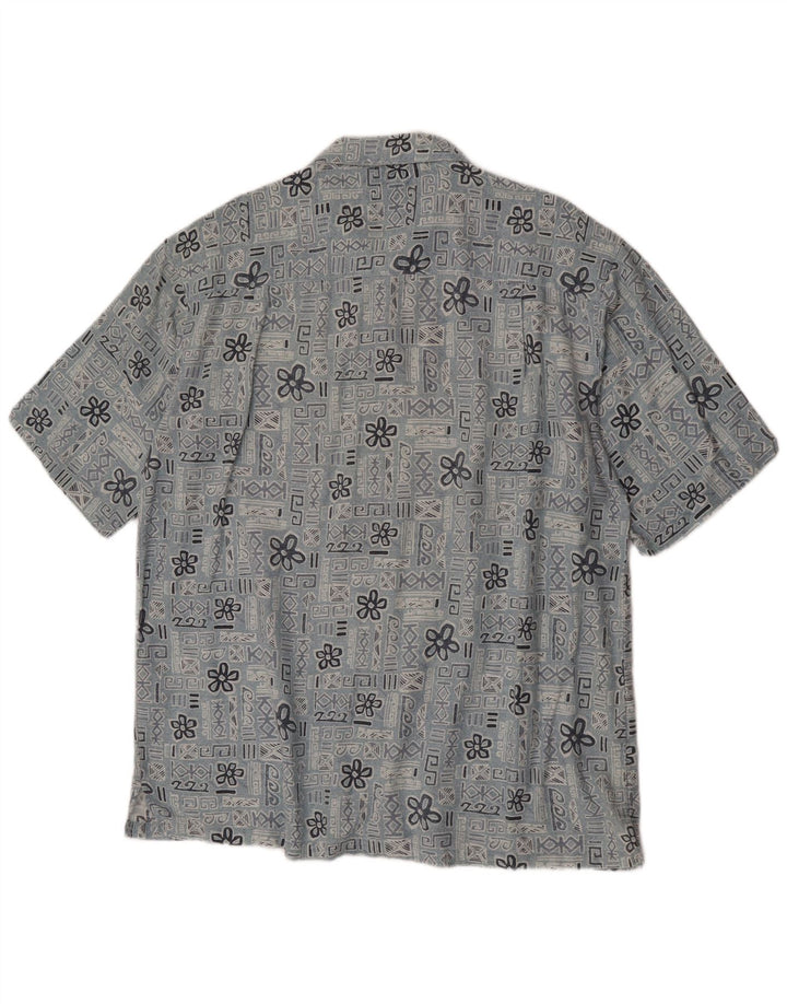 Columbia Herren-Kurzarmhemd, groß, blau, geblümt, Baumwolle