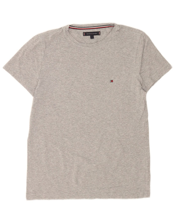 Tommy Hilfiger Herren-T-Shirt-Oberteil, klein, grau gefleckte Baumwolle