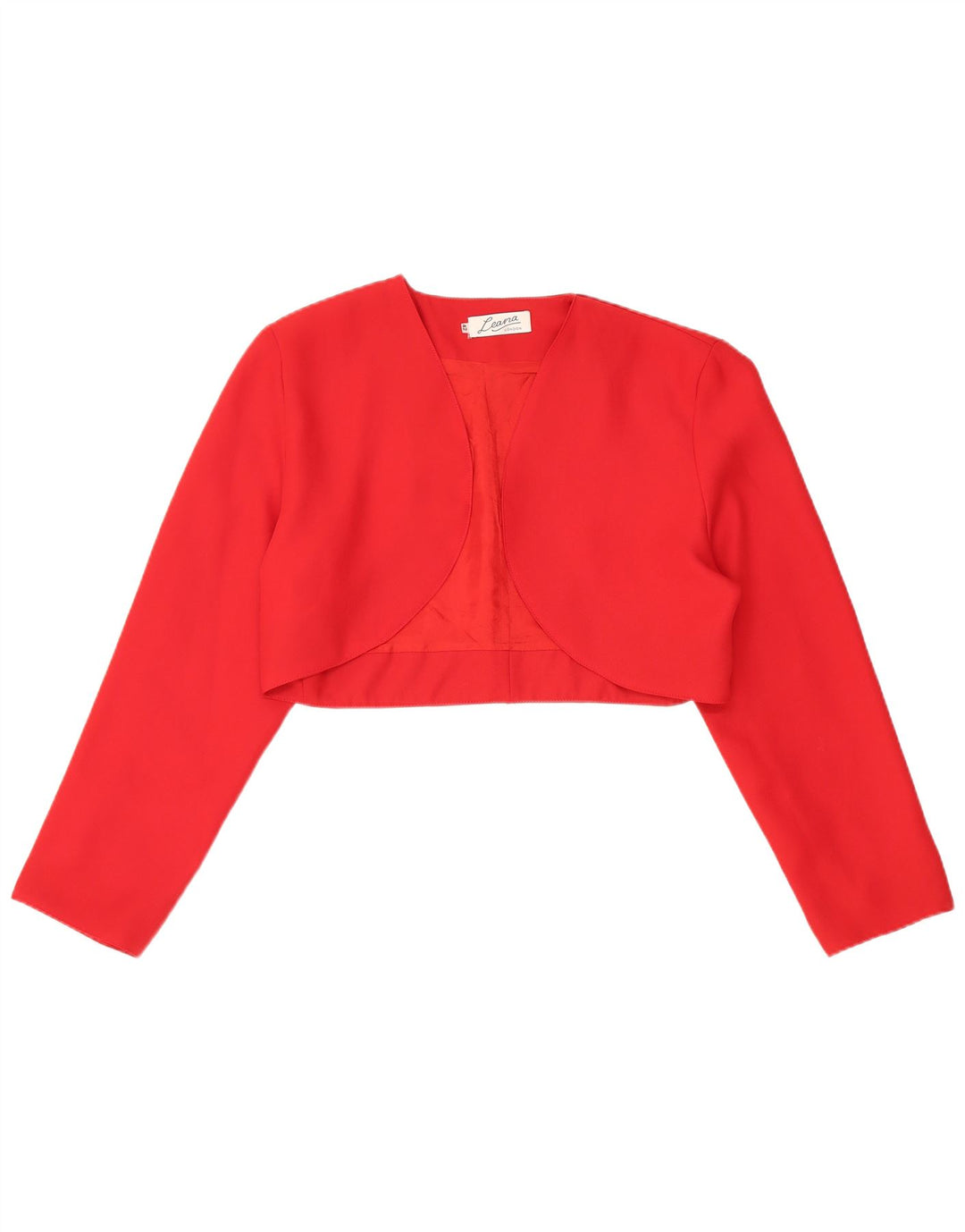 Vintage Damen Offene Bolerojacke IT 42 Mittelrotes Polyester