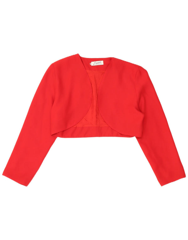 Vintage Damen Offene Bolerojacke IT 42 Mittelrotes Polyester