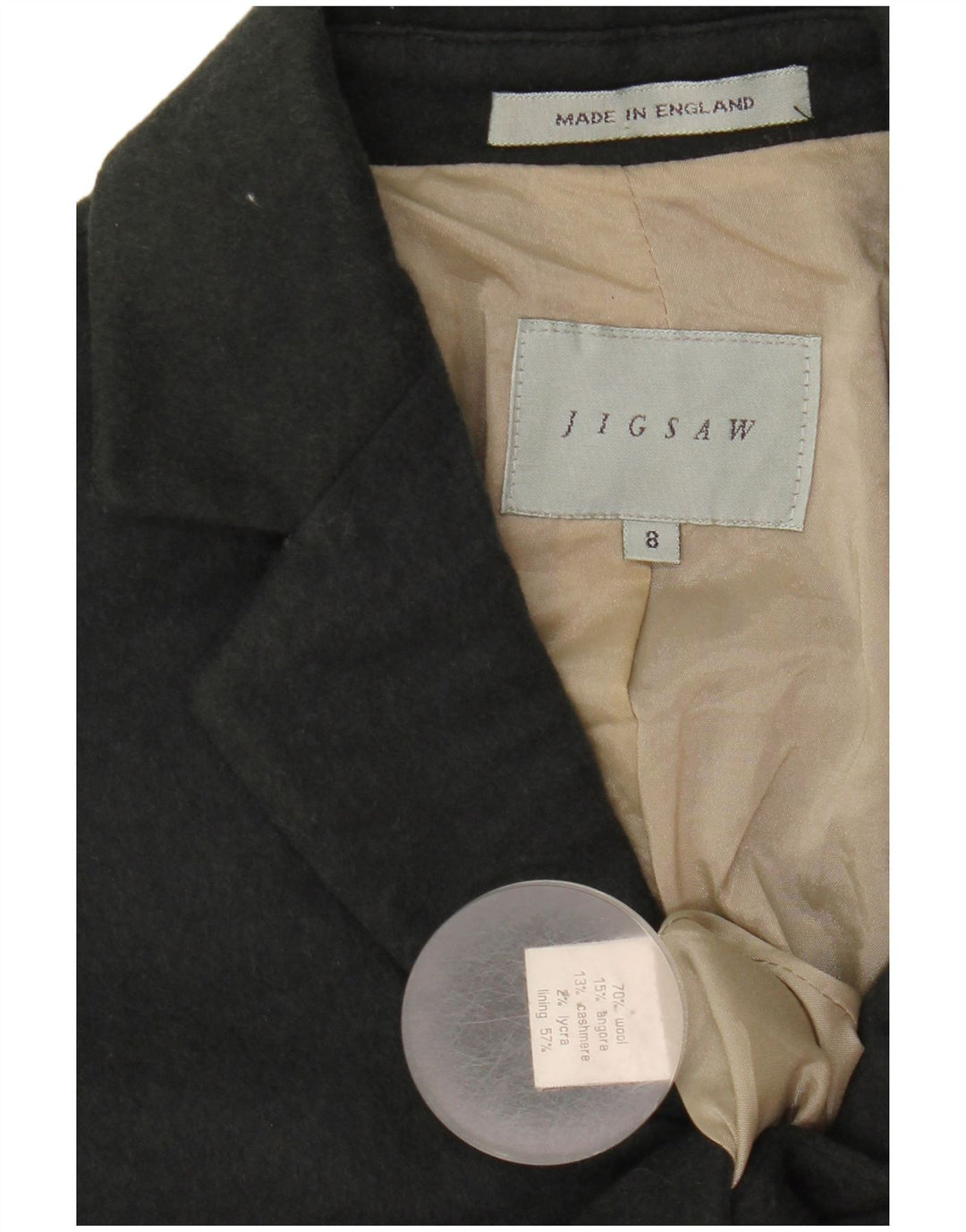 Jigsaw Damenmantel UK 8 Small Graue Wolle