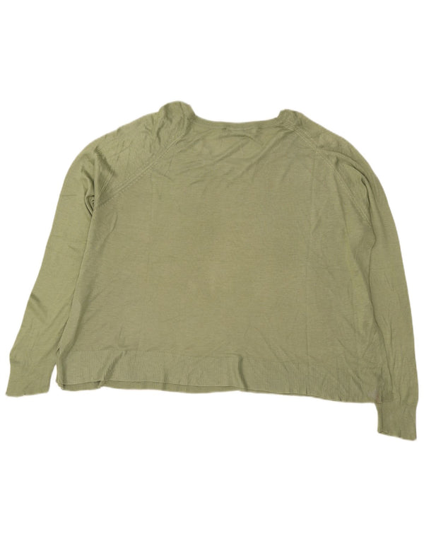 Übergroßer Damen-Pullover mit U-Boot-Ausschnitt von Zara, Gr. 40, Größe L, grüne Viskose