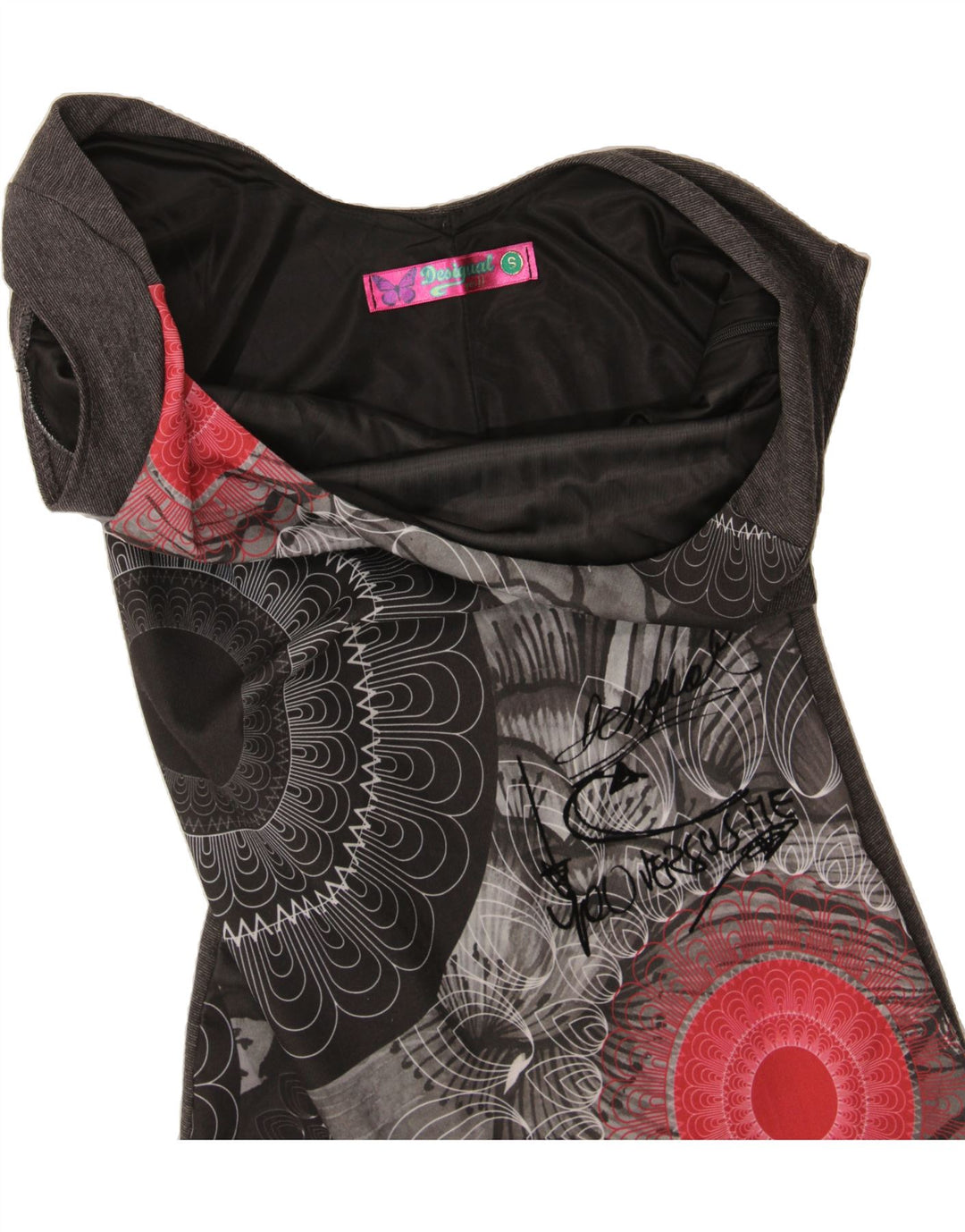 DESIGUAL Womens Bodycon Dress UK 10 Small Grey Floral Polyester Vintage Desigual and Second-Hand Desigual from Messina Hembry 