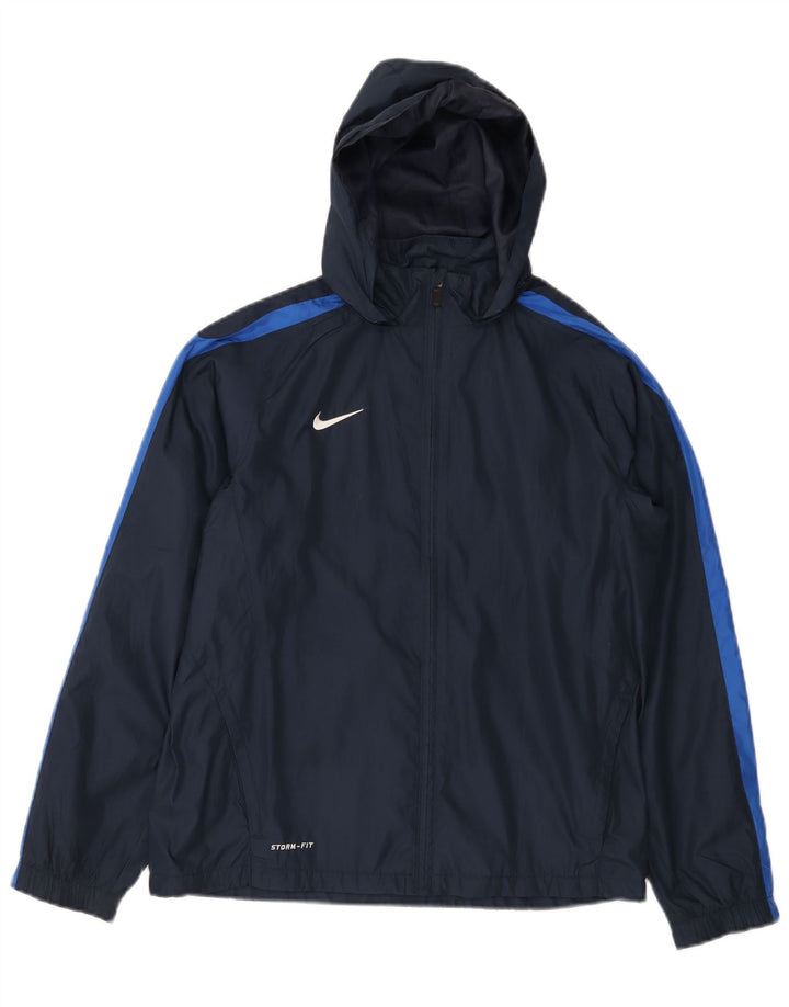 NIKE Storm-Fit Regenjacke für Mädchen, 12–13 Jahre, Größe L, Marineblau, Farbblock