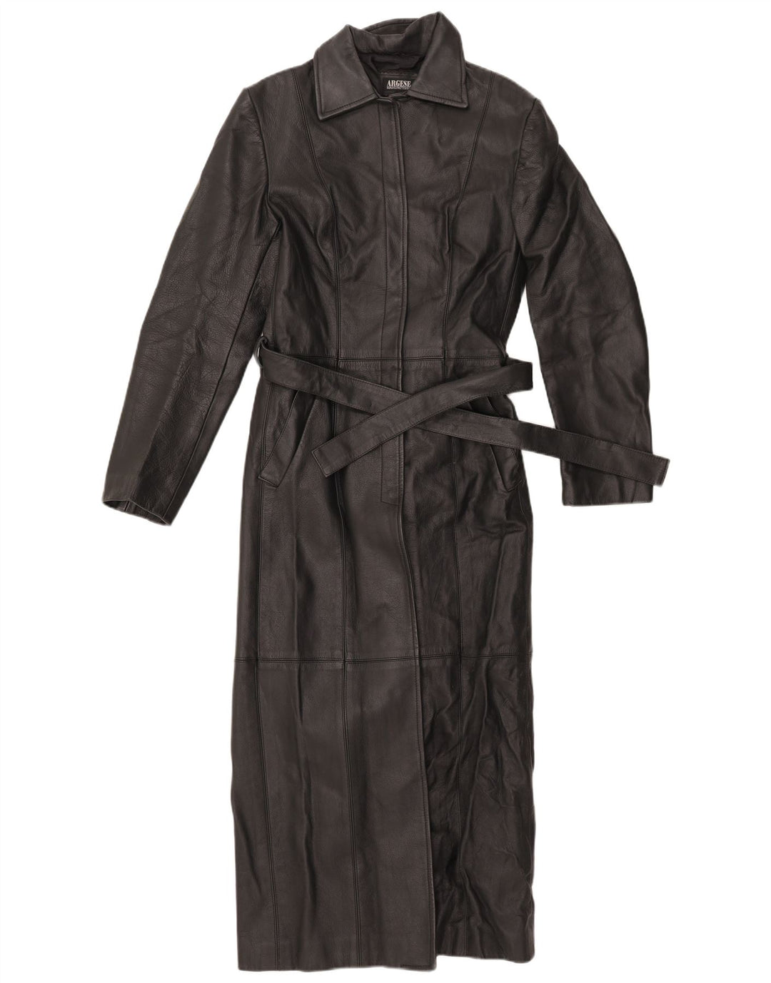 VINTAGE Damen Ledermantel UK 10 Small Schwarz