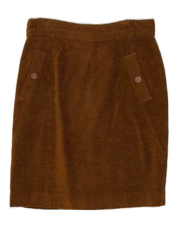 VINTAGE Womens Pencil Skirt UK 14 Large W32 Brown Cotton