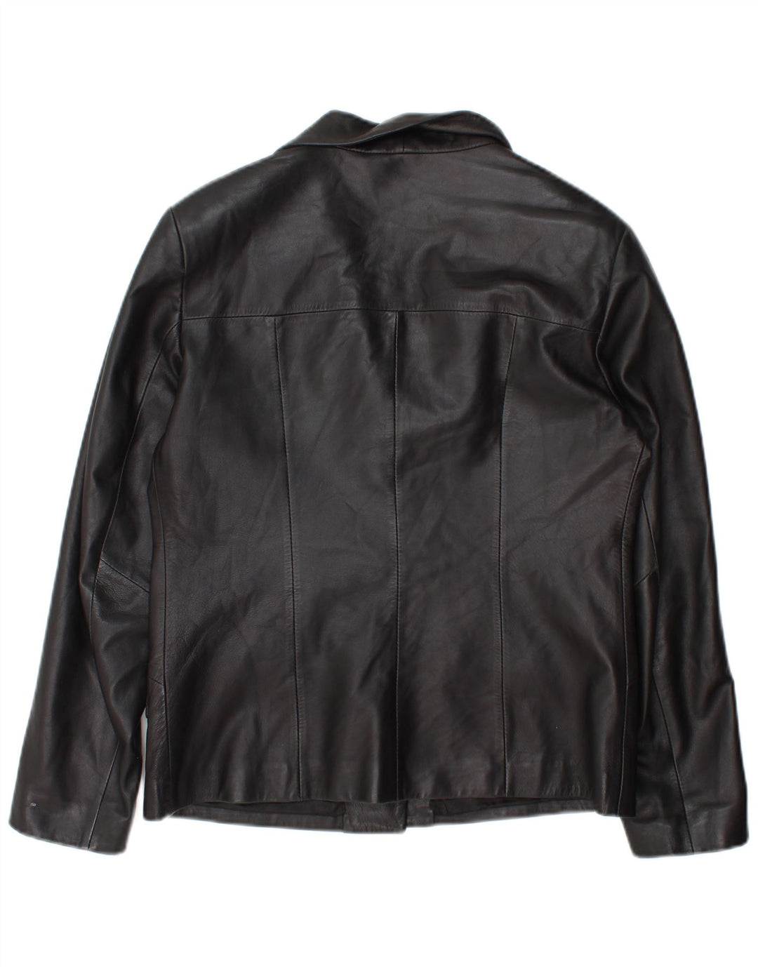 Vintage Damen 3 Knopf Leder Blazer Jacke IT 46 Großes schwarzes Leder