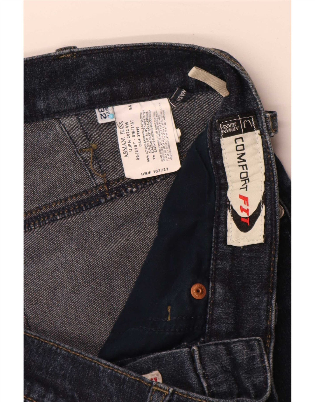 Armani Herren Straight Jeans W32 L30 Blaue Baumwolle