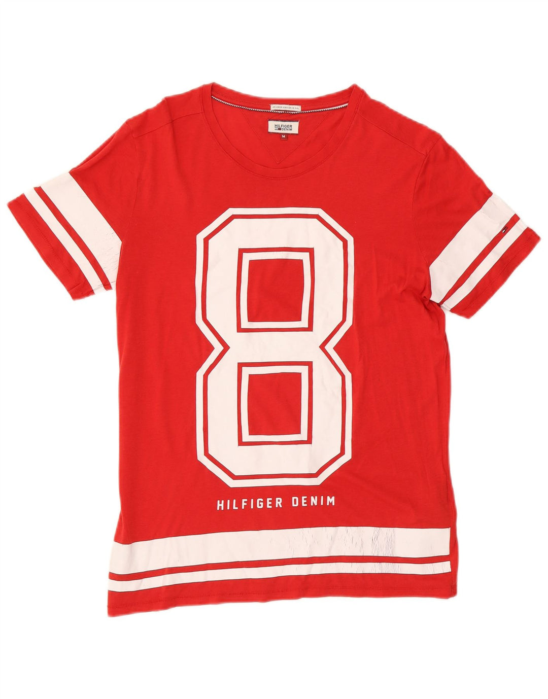 Tommy Hilfiger Herren-T-Shirt mit Grafik, mittelrote Baumwolle