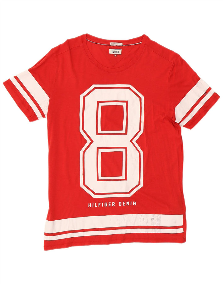 Tommy Hilfiger Herren-T-Shirt mit Grafik, mittelrote Baumwolle