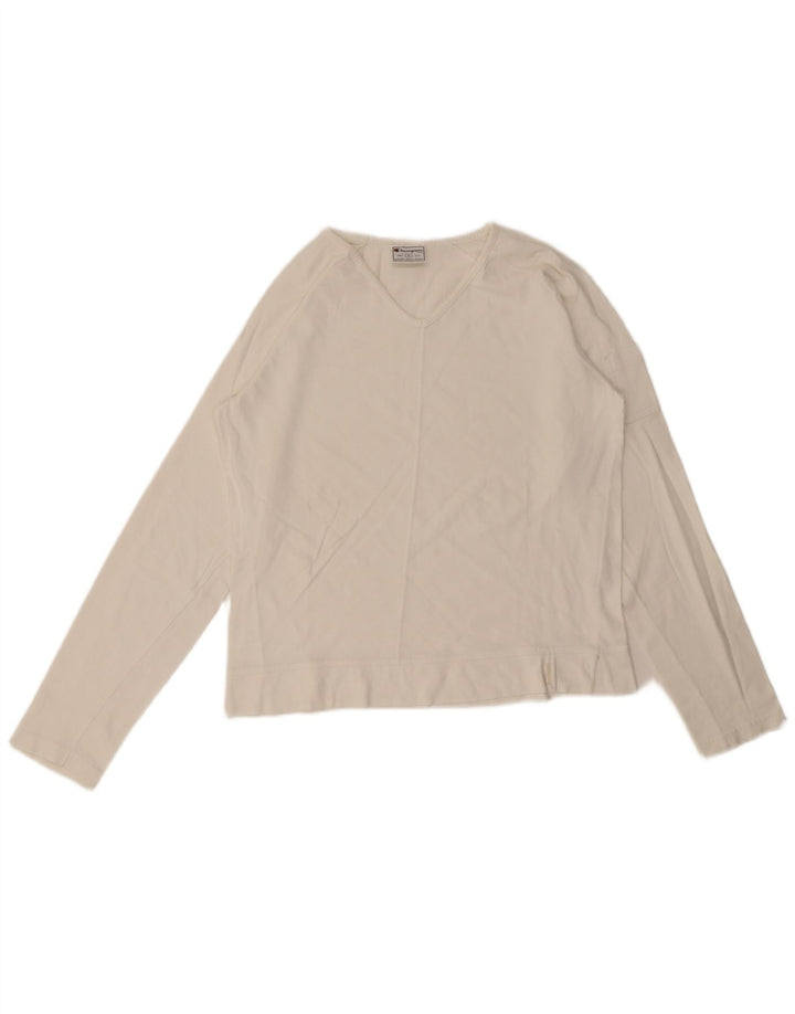Champion Damen Top Langarm UK 14 Mittelweiße Baumwolle