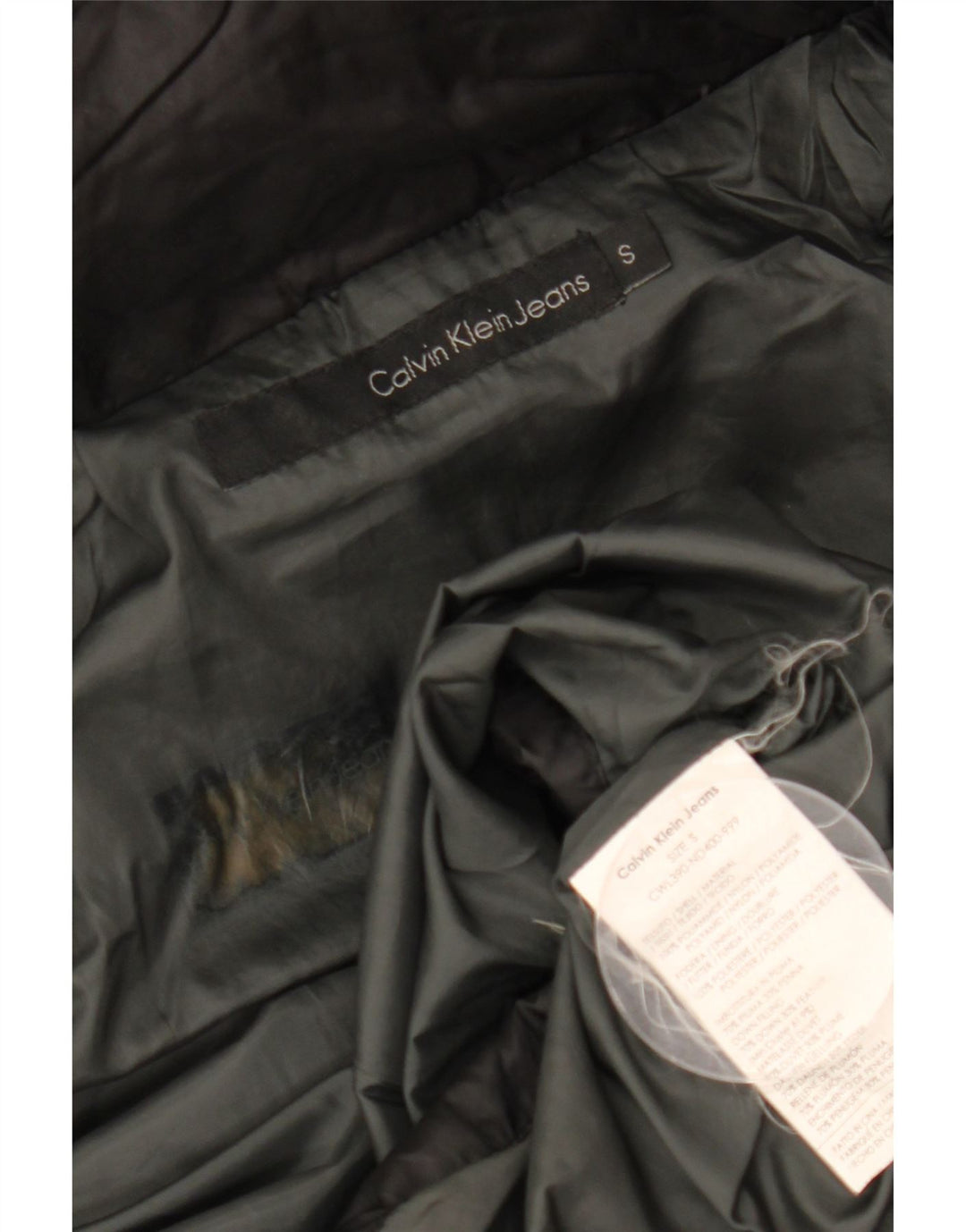 Calvin Klein Womens Hooded Wattierter Mantel UK 10 Small Schwarz Polyamid