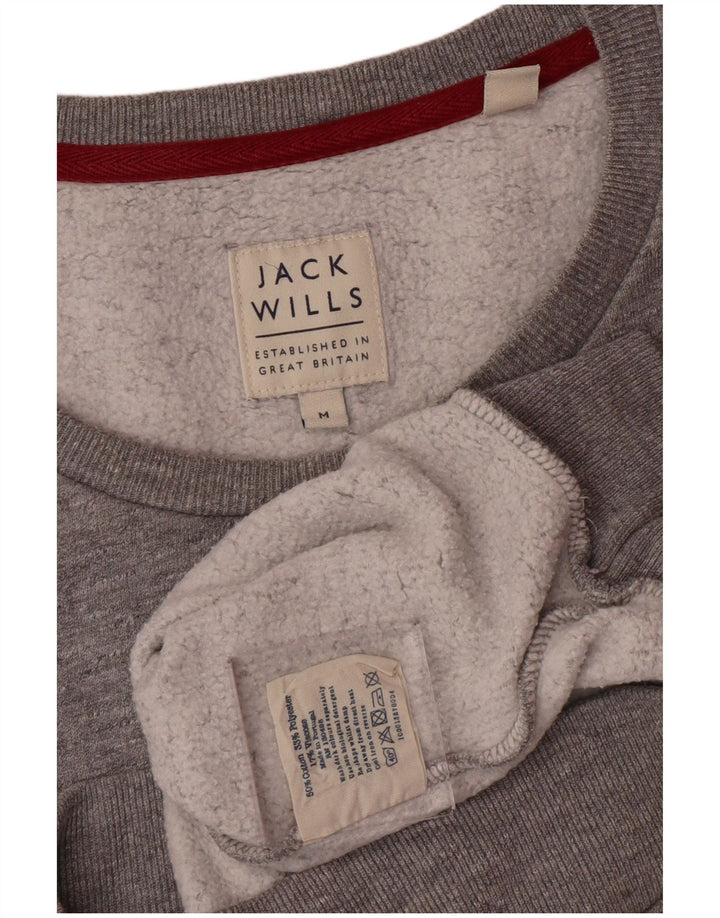 JACK WILLS Herren-Sweatshirt-Pullover aus mittelgrau gesprenkelter Baumwolle