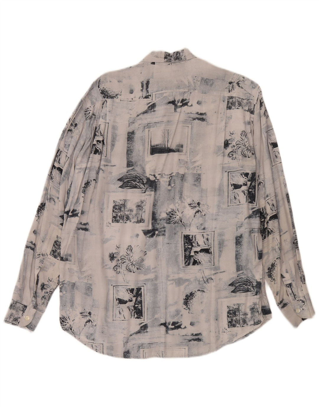 Vintage Herrenhemd Mittelblau Patchwork Viskose