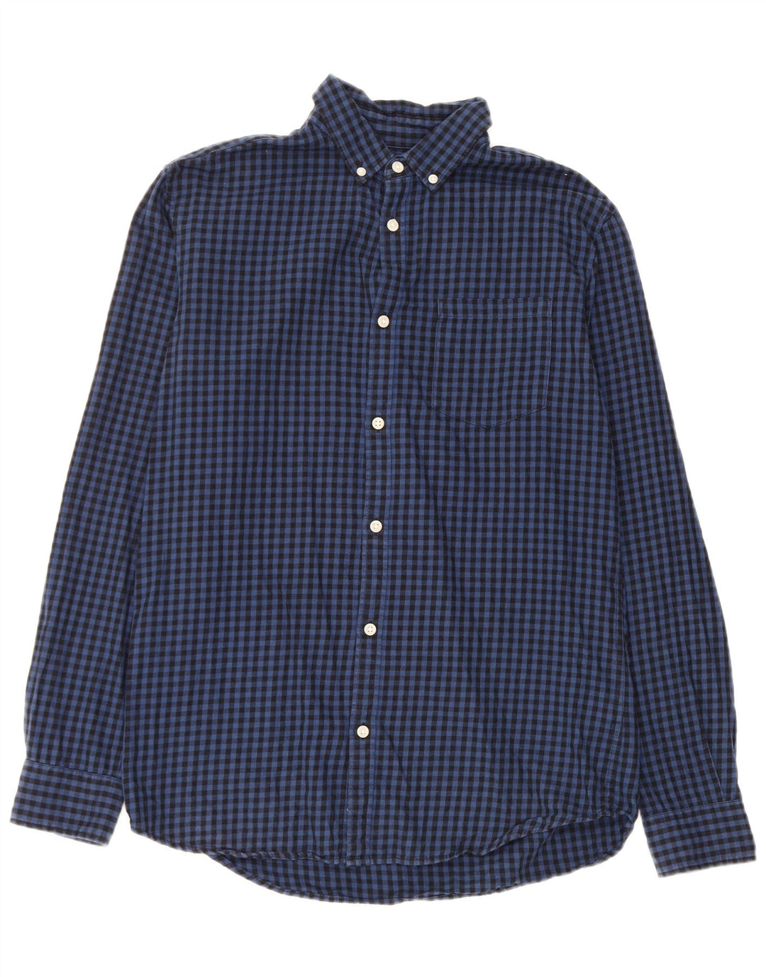 Jack & Jones Herrenhemd aus mittelblauer Gingham-Baumwolle in Marineblau