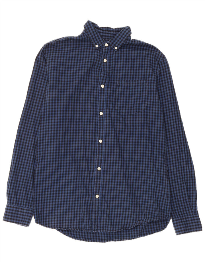 Jack & Jones Herrenhemd aus mittelblauer Gingham-Baumwolle in Marineblau